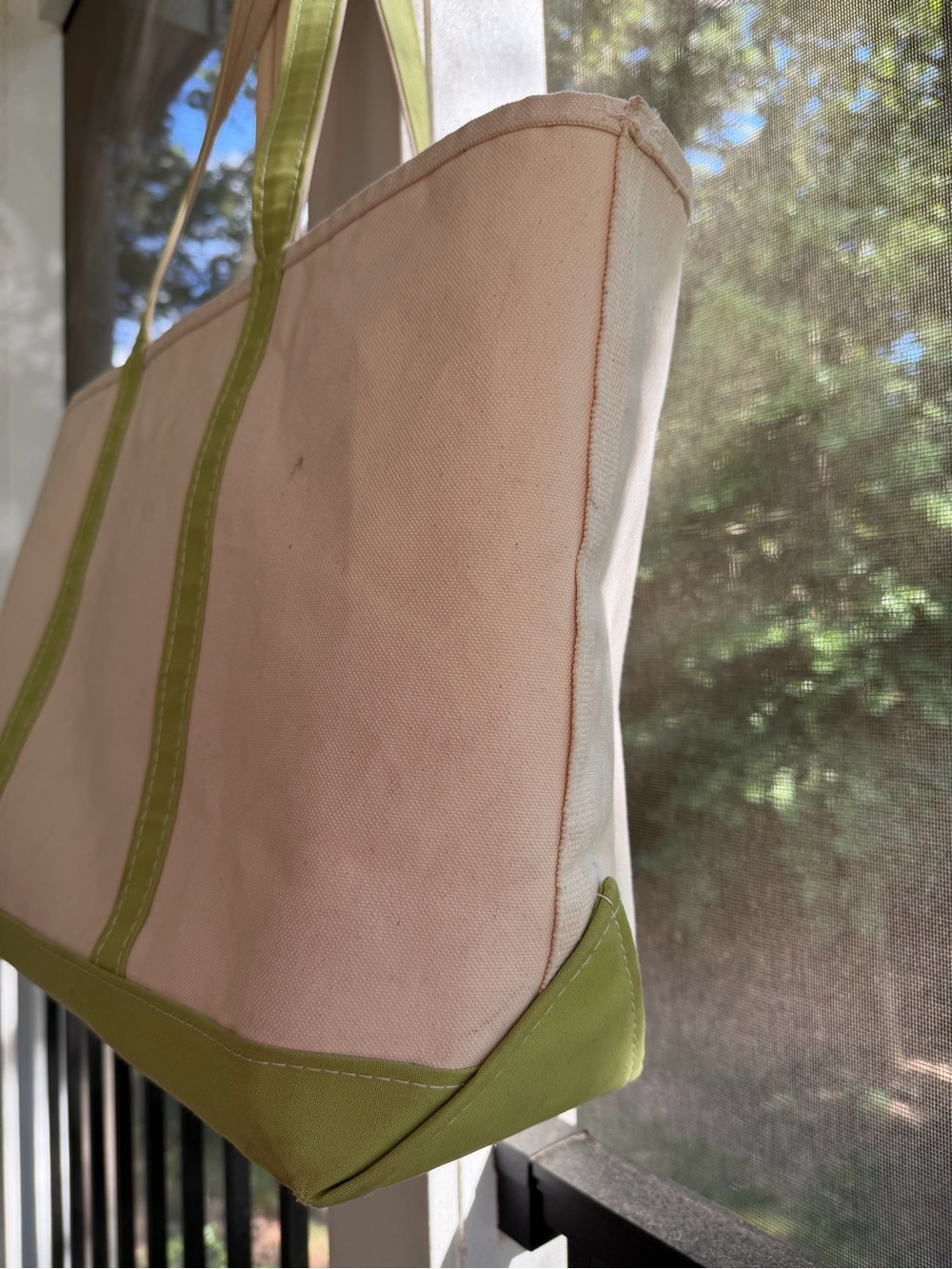 Vintage L.L.Bean Boat & Tote Avocado Green Long Handle - Picture 2 of 4